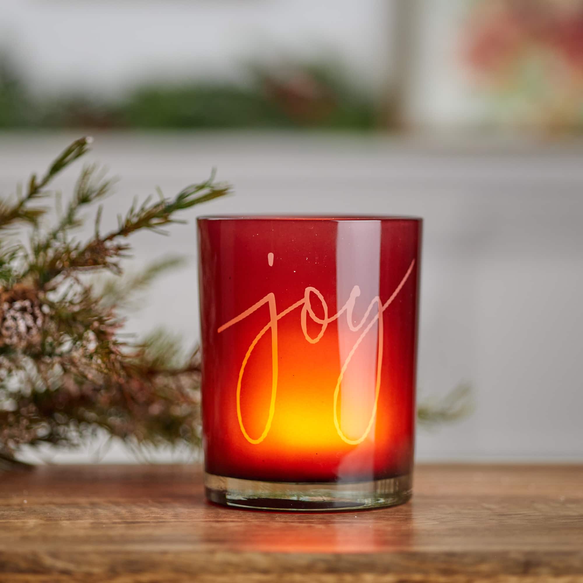Joy Glass Pillar & Votive Candle Holder Set